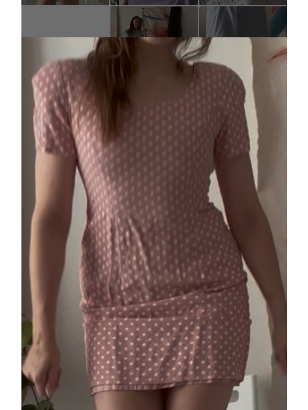 BOGO *** vintage shoulder pad Pink Polka Dot Mini Dress